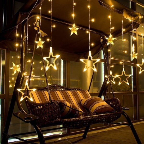 STARS CURTAIN STRING LIGHTS, WINDOW CURTAIN LIGHTS WITH 8 FLASHING MODES DECORATION FOR FESTIVALS-11 - Image 5