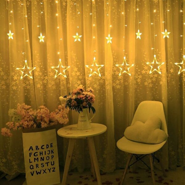 STARS CURTAIN STRING LIGHTS, WINDOW CURTAIN LIGHTS WITH 8 FLASHING MODES DECORATION FOR FESTIVALS-11 - Image 7