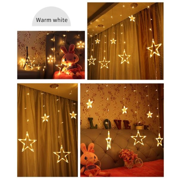 STARS CURTAIN STRING LIGHTS, WINDOW CURTAIN LIGHTS WITH 8 FLASHING MODES DECORATION FOR FESTIVALS-11 - Image 6