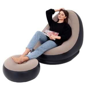 Inflatable Sofa Lounge Chair Ottoman, Blow Up Chaise Lounge Air Sofa