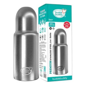 Stainless Steel Wide Neck 2In1 Feeding Bottle - 300ml