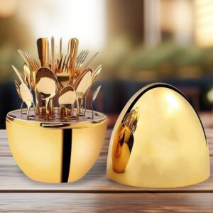 Premium Cutlery Set with Oval-Shaped Stand