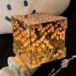 Tulip Cube Mirror Lamp Flowers