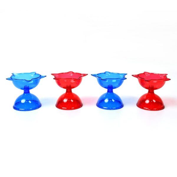 Magical Reflection Diya Set – 4 Pcs Multicolor Cup Design - Image 4