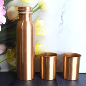 Copper Water Bottle 2 Glasses with Gift Box